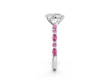 White gold Pear Cut Diamond Ring with Marquise and Round with Pink Sapphire side stone Side Stones and Four-Prong Setting_14