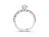 White gold Pear Cut Diamond Ring with Marquise and Round with Pink Sapphire side stone Side Stones and Four-Prong Setting_15