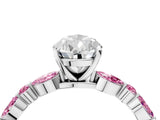 White gold Pear Cut Diamond Ring with Marquise and Round with Pink Sapphire side stone Side Stones and Four-Prong Setting_22