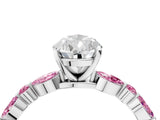 White gold Pear Cut Diamond Ring with Marquise and Round with Pink Sapphire side stone Side Stones and Four-Prong Setting_4