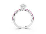 White gold Pear Cut Diamond Ring with Marquise and Round with Pink Sapphire side stone Side Stones and Four-Prong Setting_9