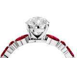White gold Pear Cut Diamond Ring with Marquise and Round with Ruby side stone Side Stones and Four-Prong Setting_40