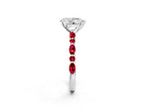 White gold Pear Cut Diamond Ring with Marquise and Round with Ruby side stone Side Stones and Four-Prong Setting_50