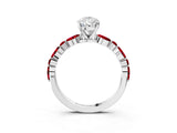 White gold Pear Cut Diamond Ring with Marquise and Round with Ruby side stone Side Stones and Four-Prong Setting_51