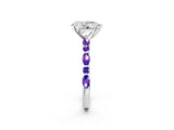 White gold Pear Cut Diamond Ring with Marquise and Round with Tanzanite side stone Side Stones and Four-Prong Setting_26