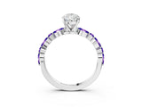 White gold Pear Cut Diamond Ring with Marquise and Round with Tanzanite side stone Side Stones and Four-Prong Setting_27