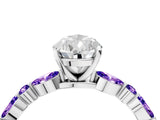 White gold Pear Cut Diamond Ring with Marquise and Round with Tanzanite side stone Side Stones and Four-Prong Setting_40