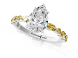 White gold Pear Cut Diamond Ring with Marquise and Round with Yellow Sapphire side stone Side Stones and Four-Prong Setting_25