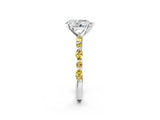 White gold Pear Cut Diamond Ring with Marquise and Round with Yellow Sapphire side stone Side Stones and Four-Prong Setting_26