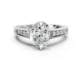 White gold Pear Cut Diamond Ring with Milgrain Pavé Band and Four-Prong Setting_38