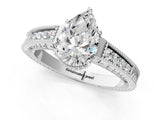 White gold Pear Cut Diamond Ring with Milgrain Pavé Band and Four-Prong Setting_39