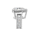 White gold Pear Cut Diamond Ring with Milgrain Pavé Band and Four-Prong Setting_43