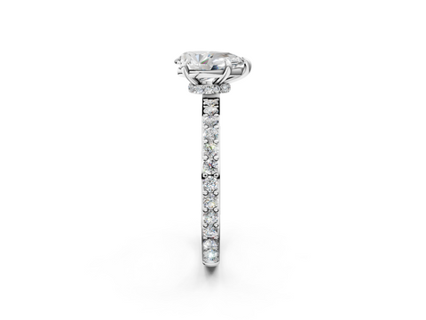 White gold Pear Cut Diamond Ring with Pavé Band and Four-Prong Setting_91