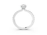 White gold Pear Cut Diamond Ring with Pavé Band and Four-Prong Setting_92