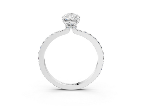 White gold Pear Cut Diamond Ring with Pavé Band and Four-Prong Setting_92