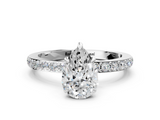 White gold Pear Cut Diamond Ring with Pavé Band and Four-Prong Setting_93