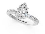 White gold Pear Cut Diamond Ring with Pavé Band and Four-Prong Setting_94