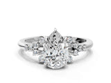 White gold Pear Cut Diamond Ring with Side Stones and Four-Prong Setting_137
