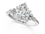 White gold Pear Cut Diamond Ring with Side Stones and Four-Prong Setting_138