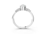 White gold Pear Cut Diamond Ring with Side Stones and Four-Prong Setting_140