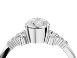 White gold Pear Cut Diamond Ring with Side Stones and Four-Prong Setting_141