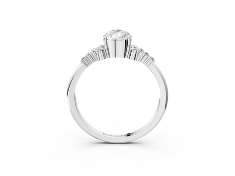 White gold Pear Cut Diamond Ring with Side Stones on a White Gold Band and Four-Prong Setting_23