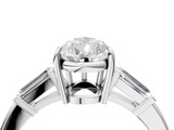 White gold Pear Cut Diamond Ring with Tapered Baguette Side Stones in Four-Prong Setting_36