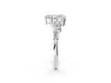 White gold Pear Cut Diamond Scattered Round Accent Ring with Prong Setting_20