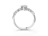 White gold Pear Cut Diamond Scattered Round Accent Ring with Prong Setting_21