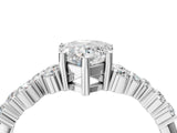 White gold Pear Cut Diamond Scattered Round Accent Ring with Prong Setting_22