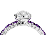 White gold Pear Cut Diamond Side Stone Solitaire Ring with Round with Amethyst side stone and Four-Prong Setting_4