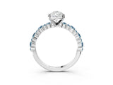 White gold Pear Cut Diamond Side Stone Solitaire Ring with Round with Aquamarine side stone and Four-Prong Setting_11