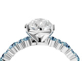 White gold Pear Cut Diamond Side Stone Solitaire Ring with Round with Aquamarine side stone and Four-Prong Setting_12