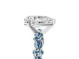 White gold Pear Cut Diamond Side Stone Solitaire Ring with Round with Aquamarine side stone and Four-Prong Setting_13