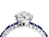White gold Pear Cut Diamond Side Stone Solitaire Ring with Round with Blue Sapphire side stone and Four-Prong Setting_16