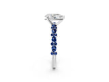 White gold Pear Cut Diamond Side Stone Solitaire Ring with Round with Blue Sapphire side stone and Four-Prong Setting_2
