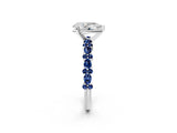 White gold Pear Cut Diamond Side Stone Solitaire Ring with Round with Blue Sapphire side stone and Four-Prong Setting_2