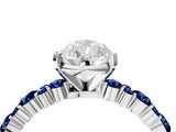 White gold Pear Cut Diamond Side Stone Solitaire Ring with Round with Blue Sapphire side stone and Four-Prong Setting_4