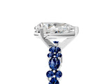 White gold Pear Cut Diamond Side Stone Solitaire Ring with Round with Blue Sapphire side stone and Four-Prong Setting_5