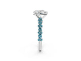 White gold Pear Cut Diamond Side Stone Solitaire Ring with Round with Blue Topaz side stone and Four-Prong Setting_14