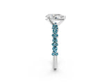 White gold Pear Cut Diamond Side Stone Solitaire Ring with Round with Blue Topaz side stone and Four-Prong Setting_2