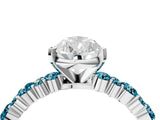 White gold Pear Cut Diamond Side Stone Solitaire Ring with Round with Blue Topaz side stone and Four-Prong Setting_4