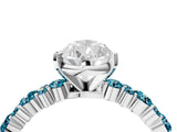 White gold Pear Cut Diamond Side Stone Solitaire Ring with Round with Blue Topaz side stone and Four-Prong Setting_4