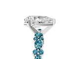 White gold Pear Cut Diamond Side Stone Solitaire Ring with Round with Blue Topaz side stone and Four-Prong Setting_5