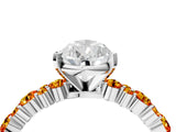 White gold Pear Cut Diamond Side Stone Solitaire Ring with Round with Citrine side stone and Four-Prong Setting_4