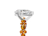 White gold Pear Cut Diamond Side Stone Solitaire Ring with Round with Citrine side stone and Four-Prong Setting_5