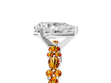 White gold Pear Cut Diamond Side Stone Solitaire Ring with Round with Citrine side stone and Four-Prong Setting_5