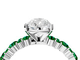 White gold Pear Cut Diamond Side Stone Solitaire Ring with Round with Emerald side stone and Four-Prong Setting_4