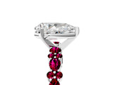 White gold Pear Cut Diamond Side Stone Solitaire Ring with Round with Garnet side stone and Four-Prong Setting_11