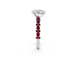 White gold Pear Cut Diamond Side Stone Solitaire Ring with Round with Garnet side stone and Four-Prong Setting_20